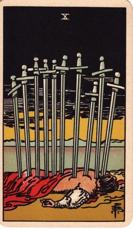 Ý nghĩa lá bài Ten of Swords - Lá Bài 10 Kiếm