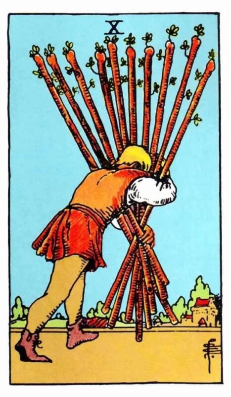 Ý nghĩa lá bài Ten of Wands - Lá Bài 10 Gậy